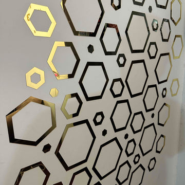 Acrylic Mirror Self Adhesive Wall Decor Mirrors Hexa Rings