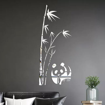 3D Mirror Acrylic mirror Wall Stickers Art Panda Bamboo Pattern Removable Home Decoration Living-room Bedroom wall art