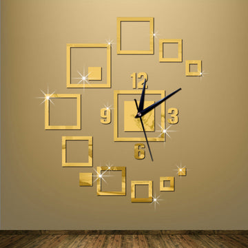 Gold acrylic clock Squares
