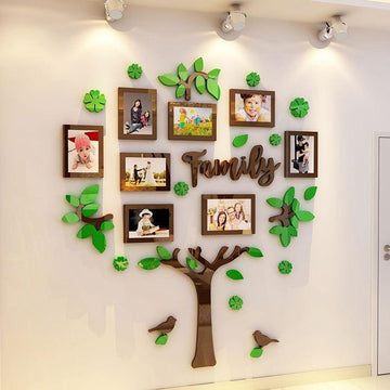 Family Tree With Blossom Flowers Acrylic Wall Art
